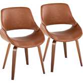 Fabrico Dining Accent Chair in Walnut & Camel Leatherette (Set of 2)
